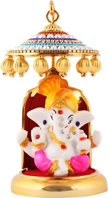 Ganesh Ji Idol Statue for Car Dashboard Showpiece - 6 cm (Polyresin, Multicolor)