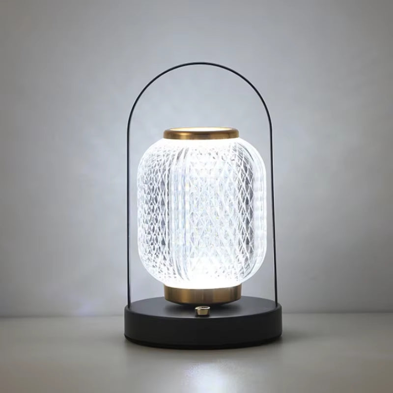 Creative Table Lamp Metal Handle Night Light Reading Lamp Portable Lantern Lamp Dimmable LED Bedside Lamp Rechargeable Desk Lamp