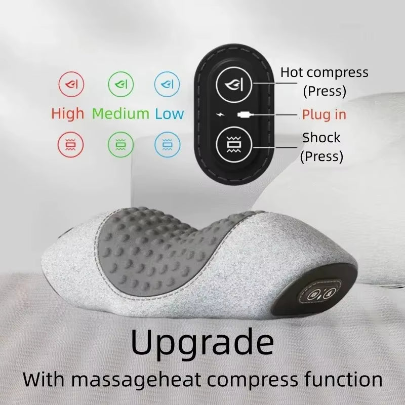 Neck Massage Pillow Electric Massage Hot Compress Vibration Massage Cervical Pillow Relaxing Sleeping Memory Foam Spine Support