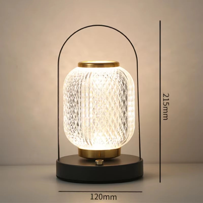 Creative Table Lamp Metal Handle Night Light Reading Lamp Portable Lantern Lamp Dimmable LED Bedside Lamp Rechargeable Desk Lamp