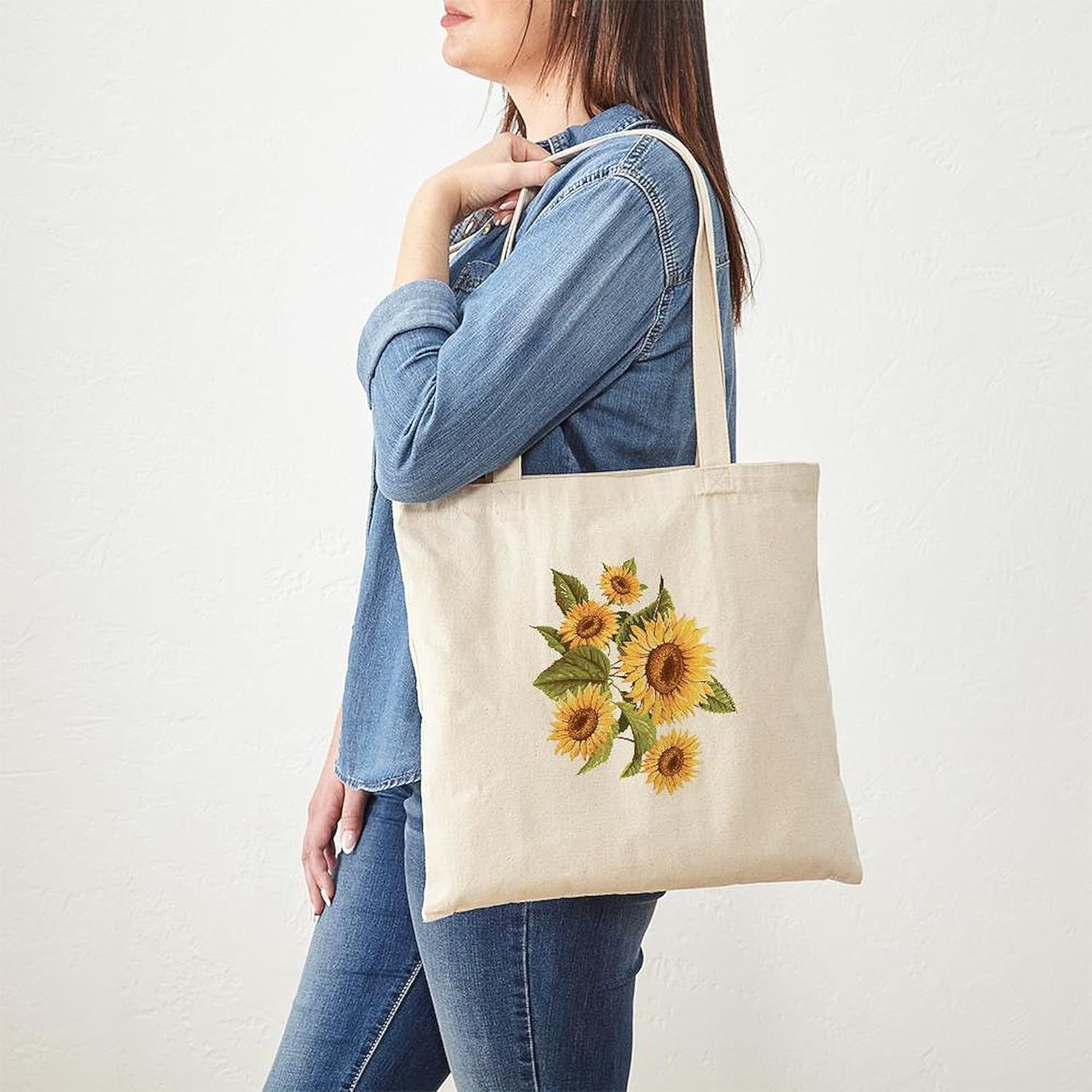 Sunflower Tote Bag Natural Canvas Tote Bag, Reusable Shopping Bag