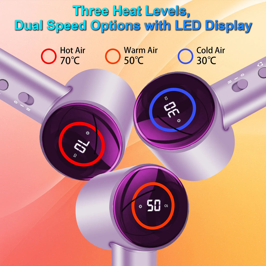 Ionic Hair Dryer, 110,000 RPM High-Speed Blow Dryer with 3 Heating, 2 Speed, Lightweight for Home, Travel, Salon, Gift