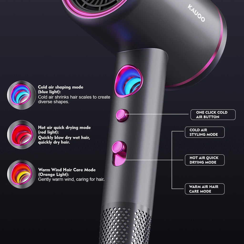 Hair Dryer with Diffuser, 1800W Professional Ionic Blow Dryer for Hair Care,Fast Drying Hairdryer, Gray, Gift for Christmas Day