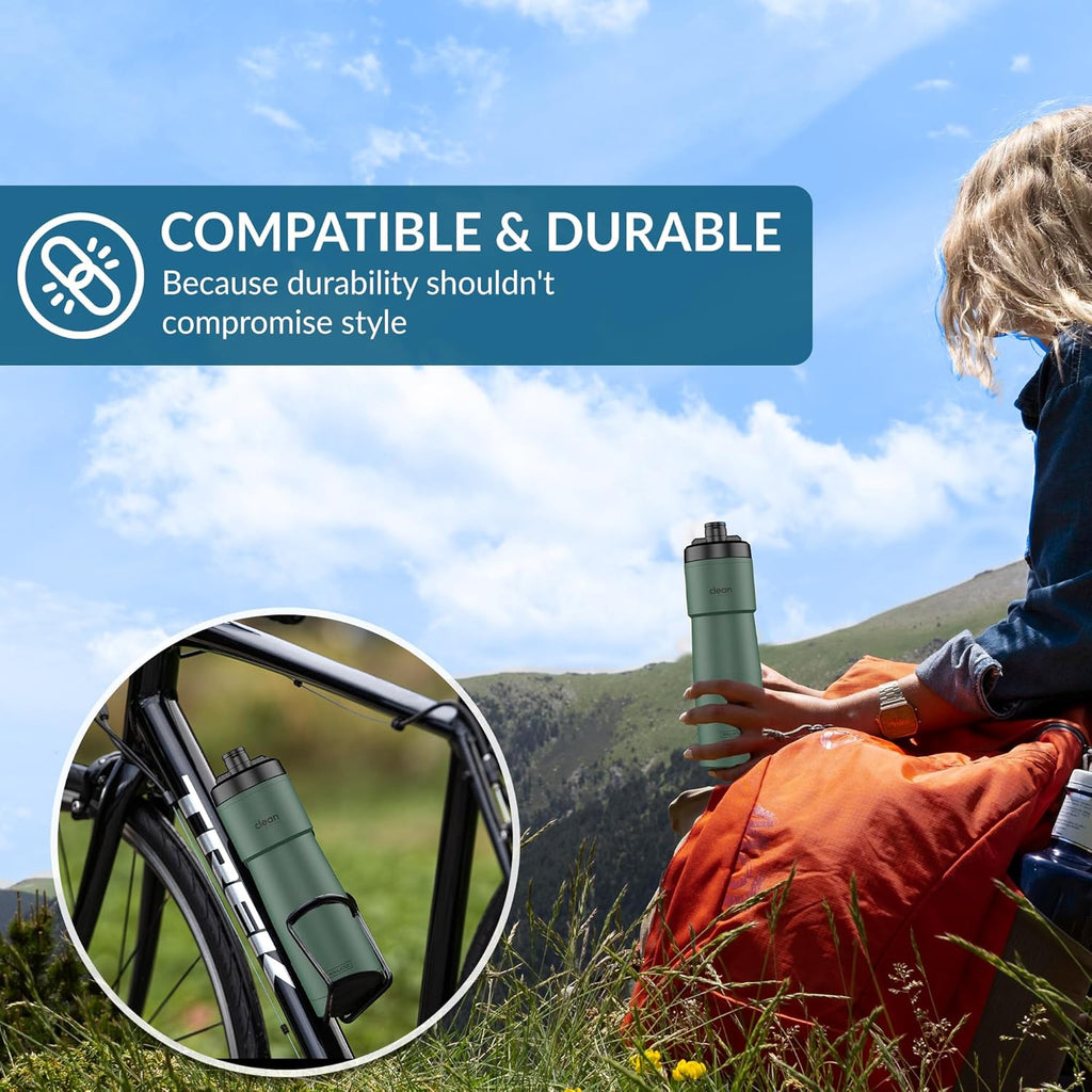 Bike Water Bottles | Insulated Bike Water Bottle | Easy Clean Nozzle, Easy Squeeze | Cycling Mountain Fitness Water Bottle | Gym Sport Bottle (Green)