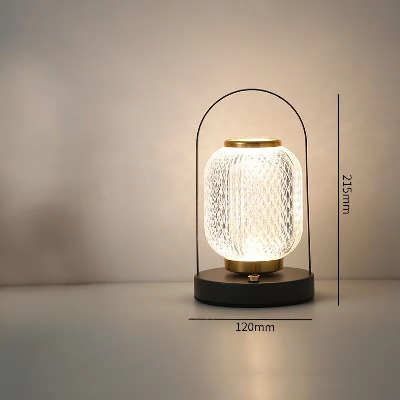 Creative Table Lamp Metal Handle Night Light Reading Lamp Portable Lantern Lamp Dimmable LED Bedside Lamp Rechargeable Desk Lamp