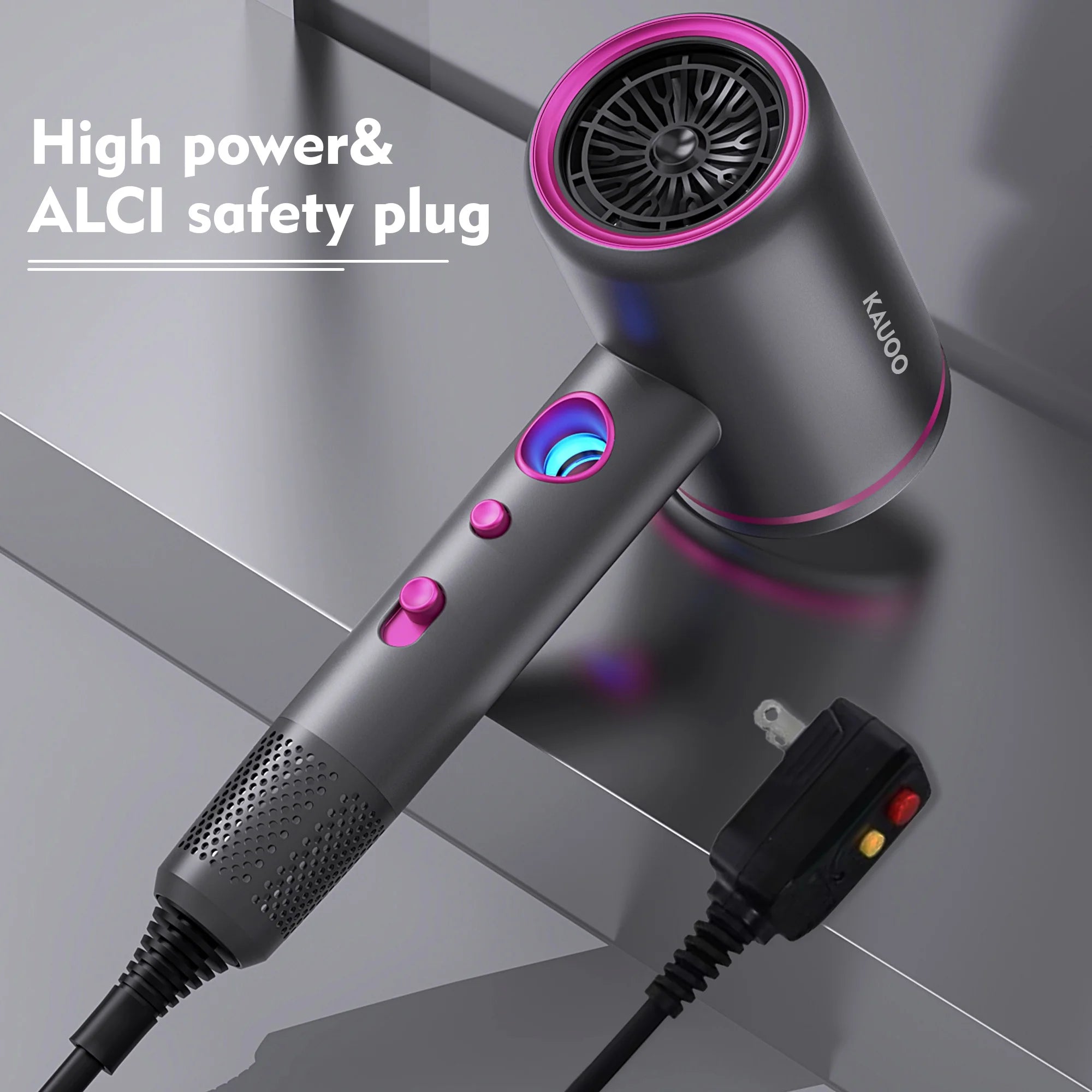 Hair Dryer with Diffuser, 1800W Professional Ionic Blow Dryer for Hair Care,Fast Drying Hairdryer, Gray, Gift for Christmas Day