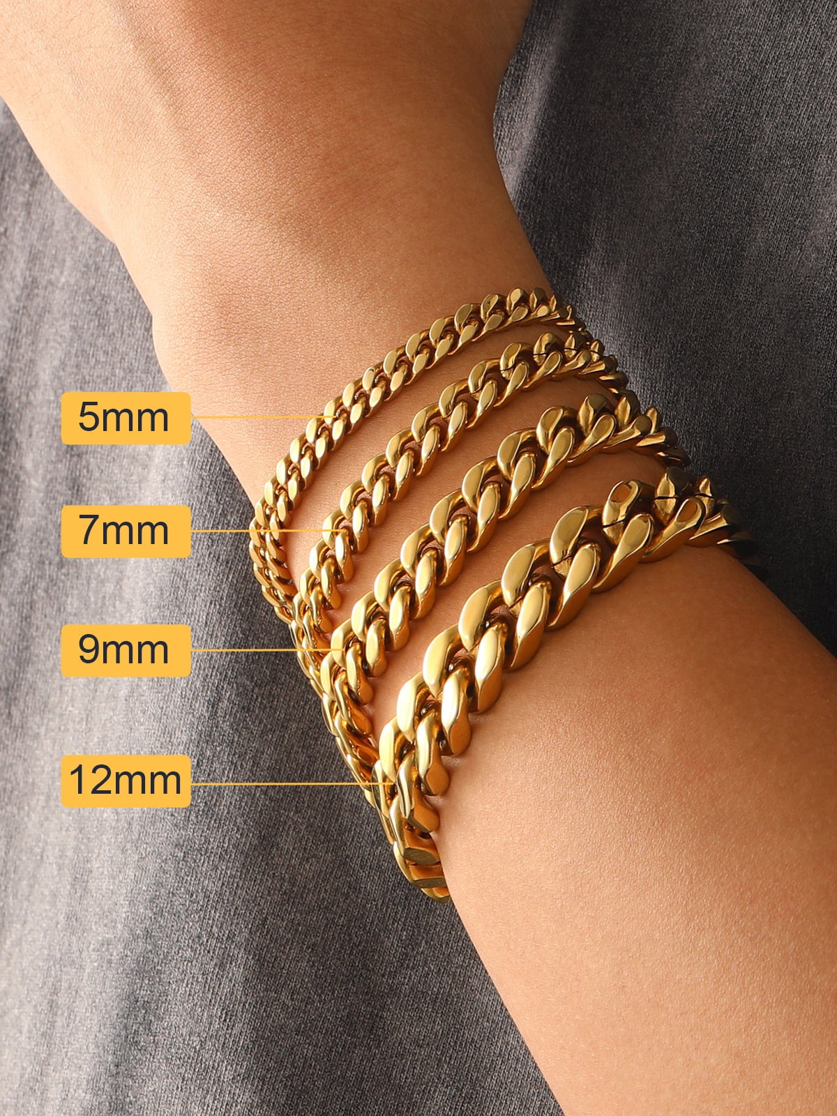 Miami Cuban Bracelet for Men 14K Gold Plated Charm Bracelet 5Mm Chain Bracelet Hip Pop Jewelry Gift 7.5Inch