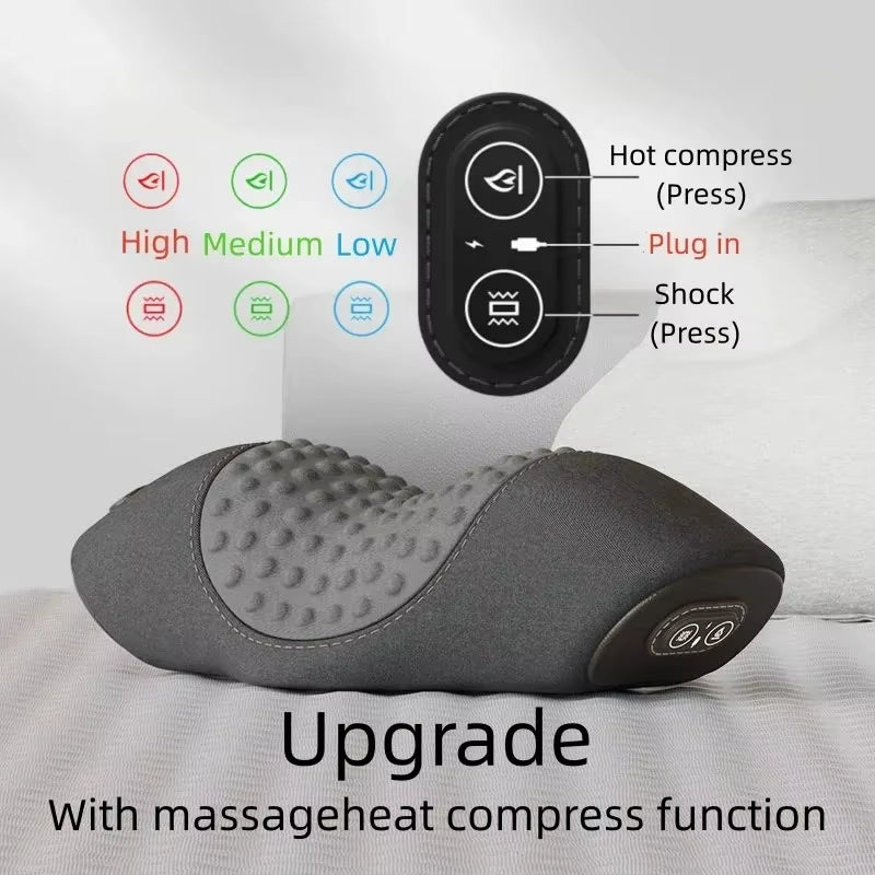 Neck Massage Pillow Electric Massage Hot Compress Vibration Massage Cervical Pillow Relaxing Sleeping Memory Foam Spine Support