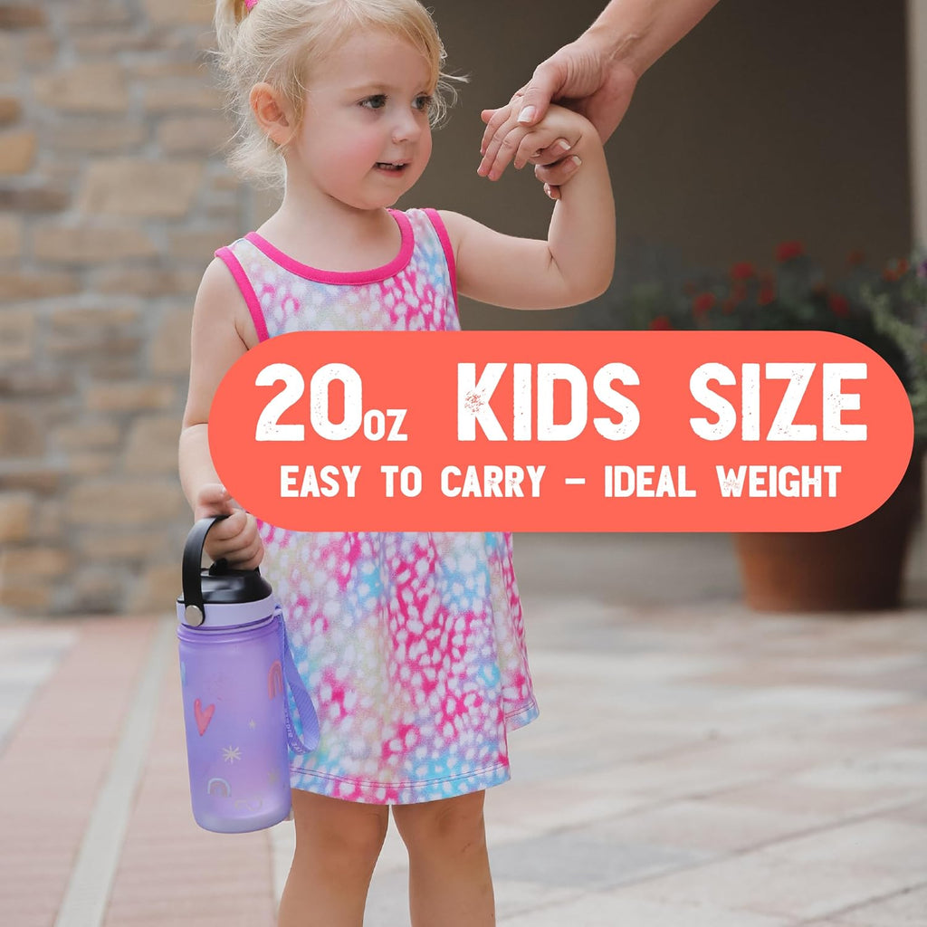 Kids Water Bottle | Insulated 20Oz Child Waterbottle with Easy Sip Straw | No Spill Leak Proof, BPA Free & Dishwasher Safe | Reef Design