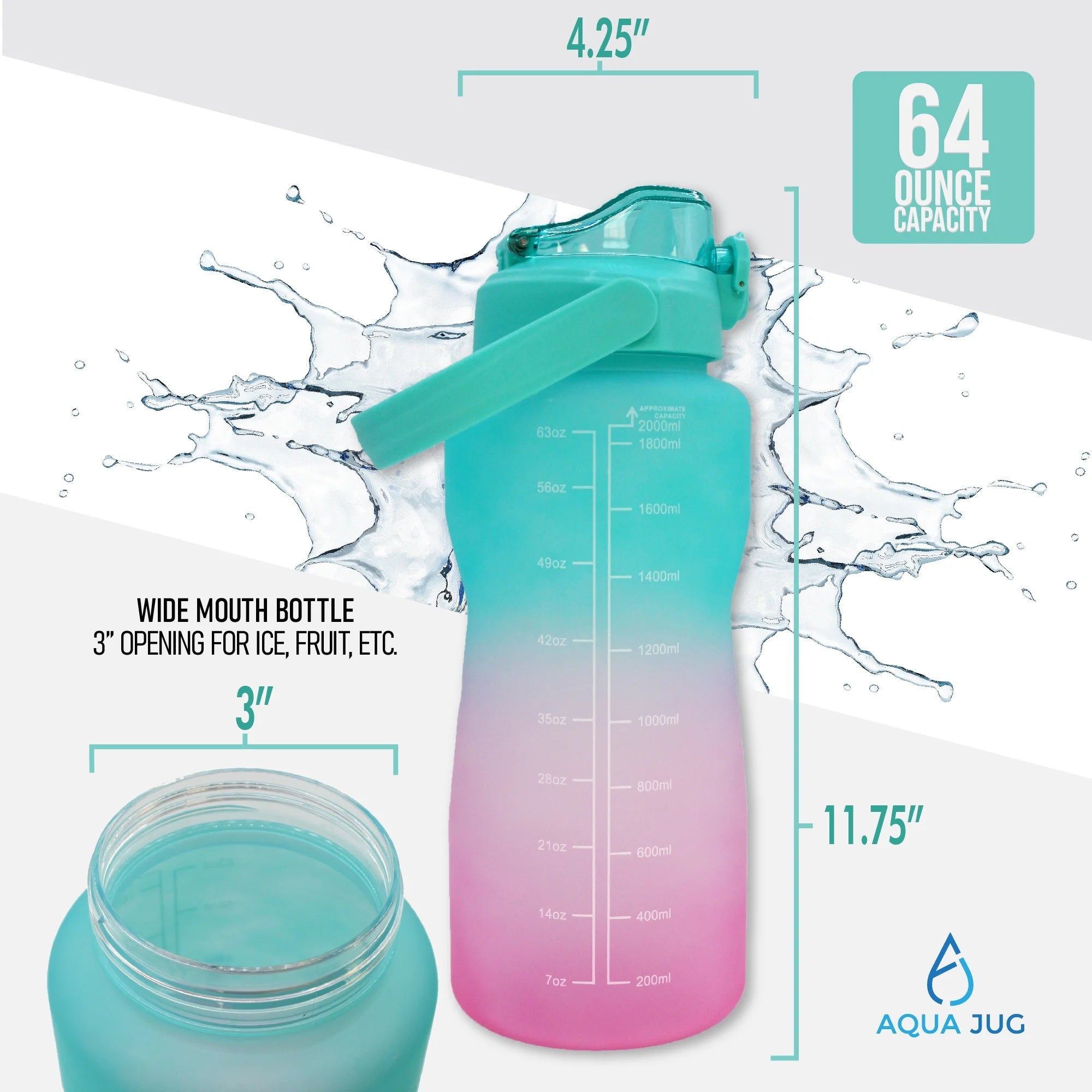 Two Tone Teal Purple Clear