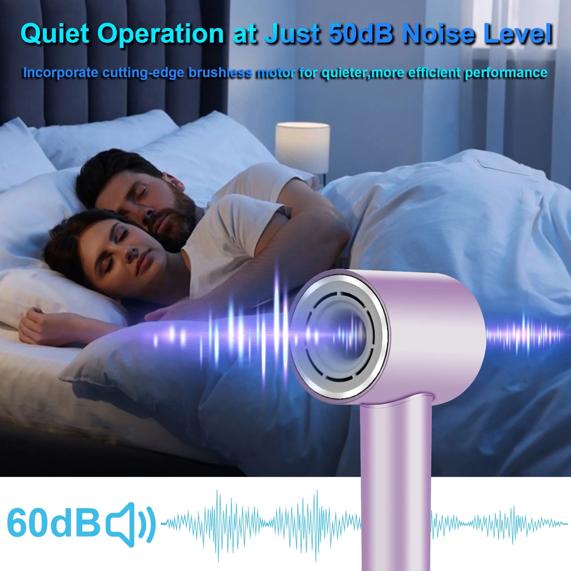 Ionic Hair Dryer, 110,000 RPM High-Speed Blow Dryer with 3 Heating, 2 Speed, Lightweight for Home, Travel, Salon, Gift