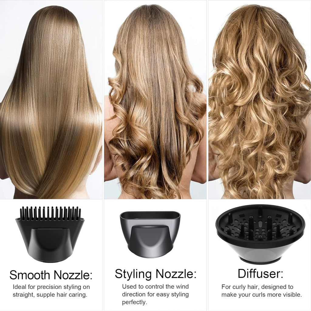 Hair Dryer with Diffuser, 1800W Professional Ionic Blow Dryer for Hair Care,Fast Drying Hairdryer, Gray, Gift for Christmas Day