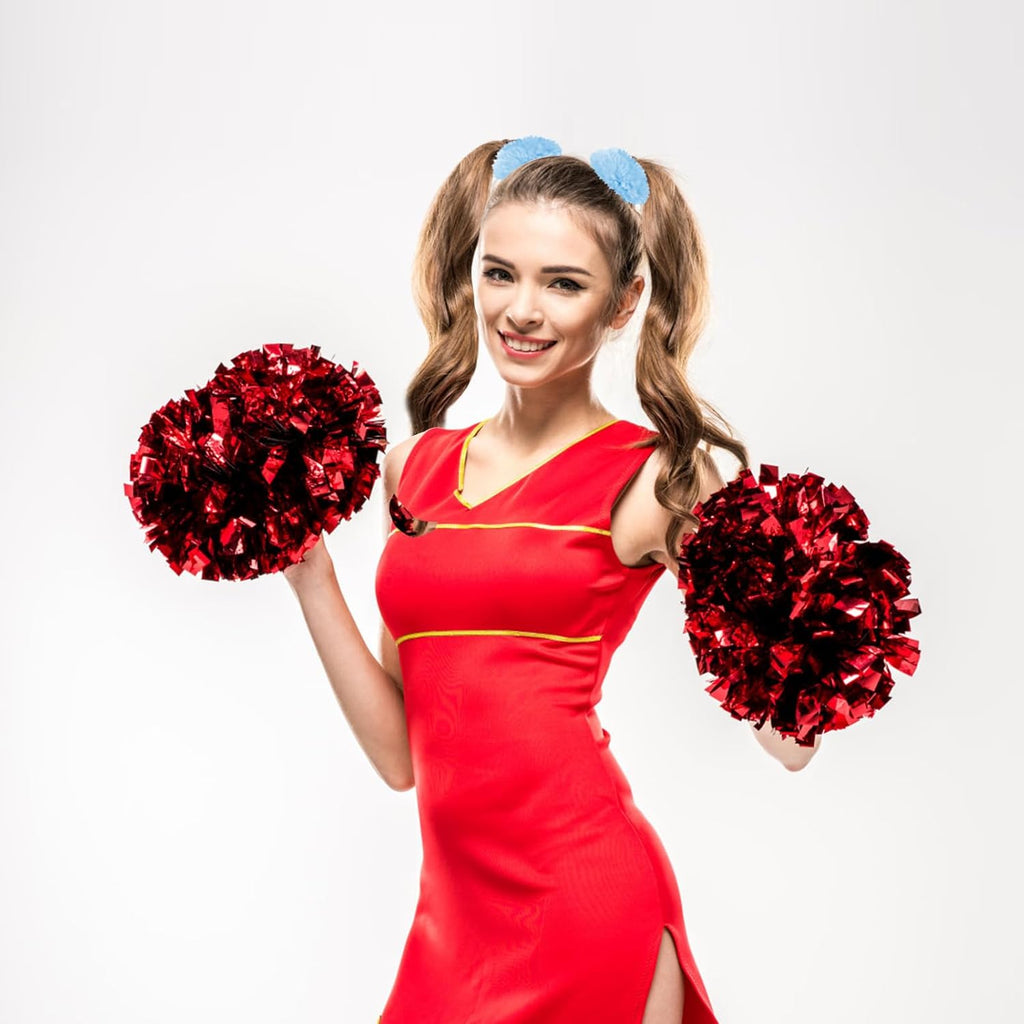 2Pcs Blue Pompom Hair Tie Furry Faux Rabbit Fur Fuzzy Scrunchies Blue Fuzzy Hair Ties Baby Hair Ties Ponytail Holders Pom Hair Accessories for Girl Women