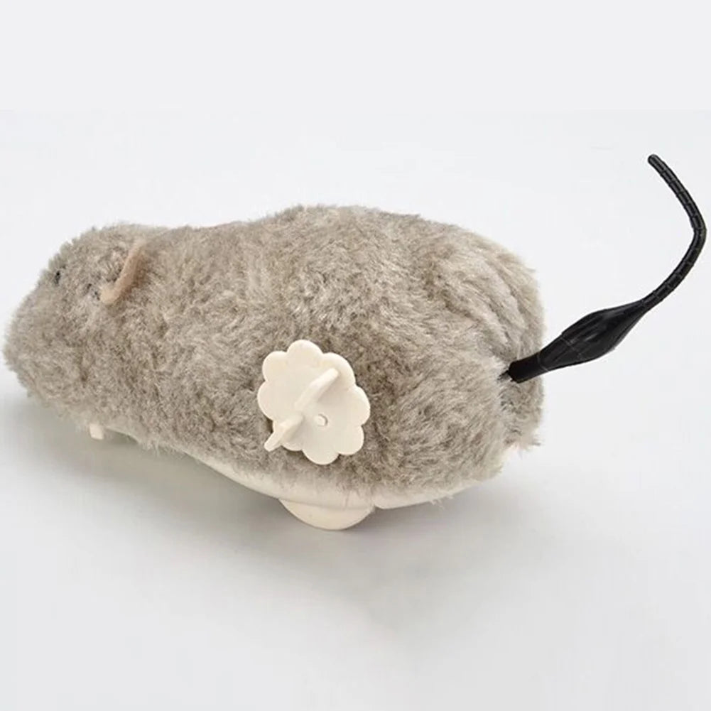 Pet Dog Cat Plush Funny Toy Mouse Animal Clockwork Wind up Running Play Gift Random Color