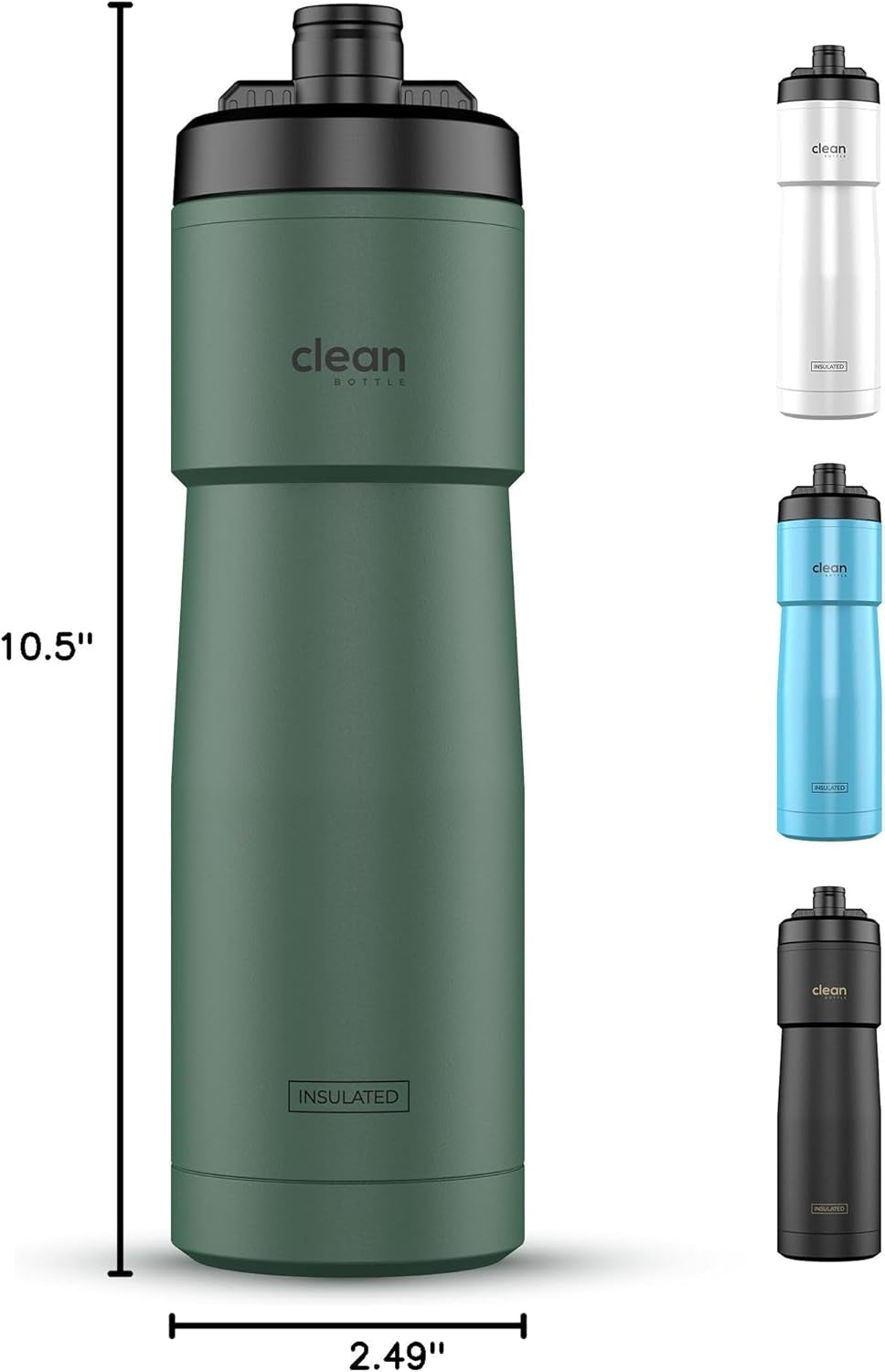 Bike Water Bottles | Insulated Bike Water Bottle | Easy Clean Nozzle, Easy Squeeze | Cycling Mountain Fitness Water Bottle | Gym Sport Bottle (Green)