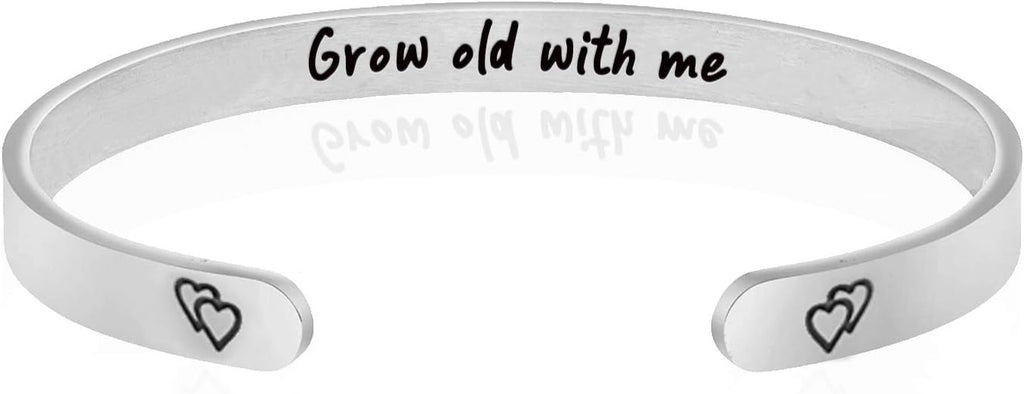 Inspirational Gifts for Friend, Motivational Bracelets for Her, Stainless-Steel Silver Friendship Jewelry for Girls, Silver Bangle for Women