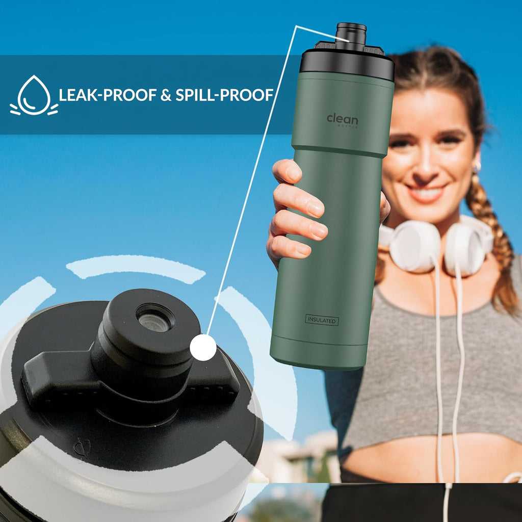 Bike Water Bottles | Insulated Bike Water Bottle | Easy Clean Nozzle, Easy Squeeze | Cycling Mountain Fitness Water Bottle | Gym Sport Bottle (Green)