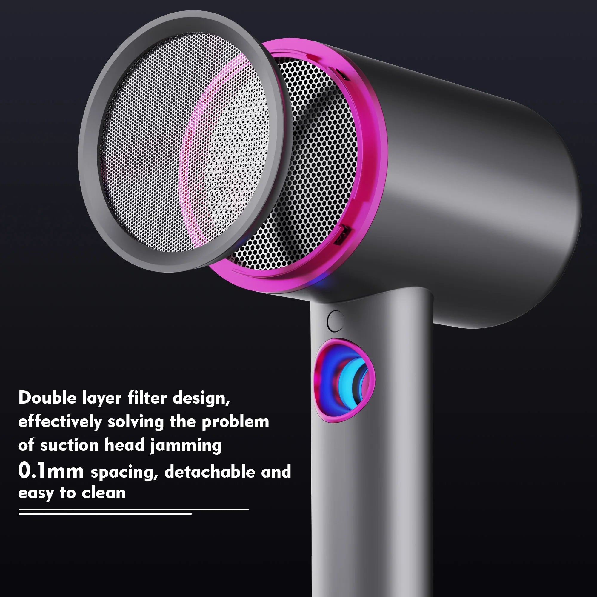 Hair Dryer with Diffuser, 1800W Professional Ionic Blow Dryer for Hair Care,Fast Drying Hairdryer, Gray, Gift for Christmas Day