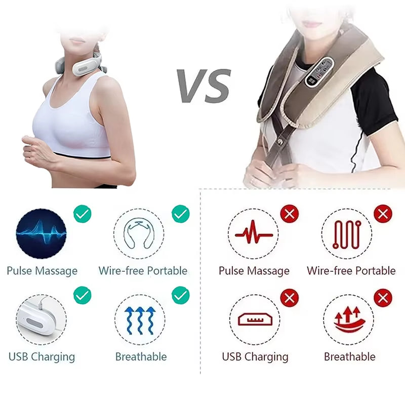 Smart Neck Massage Instrument Portable Shoulder Neck Massage Cervical Vertebra Health Care Vibrator Heating Compress Massage