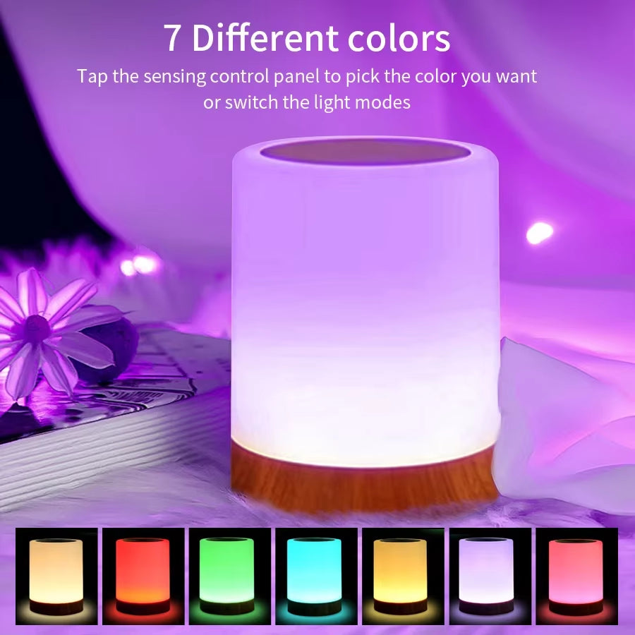 Touch Bedside Table Lamp RGB USB Rechargeable Night Light Nightstand Desk Lamp Bedroom Decoration Kids Gift Dining Table Light