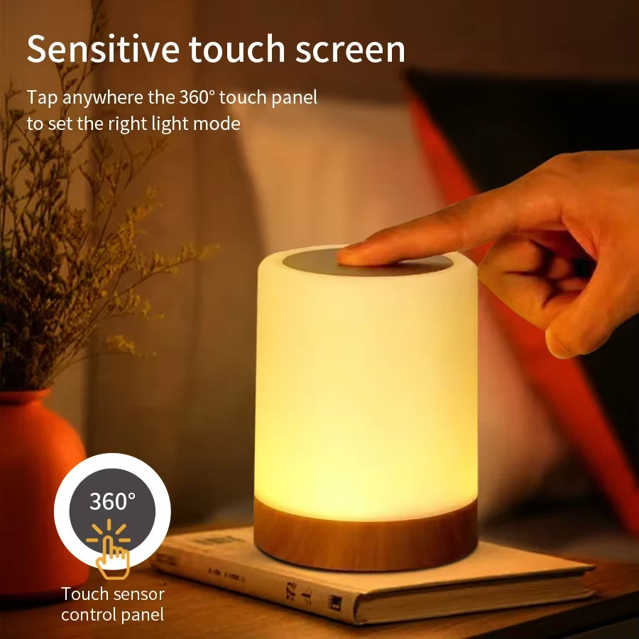 Touch Bedside Table Lamp RGB USB Rechargeable Night Light Nightstand Desk Lamp Bedroom Decoration Kids Gift Dining Table Light
