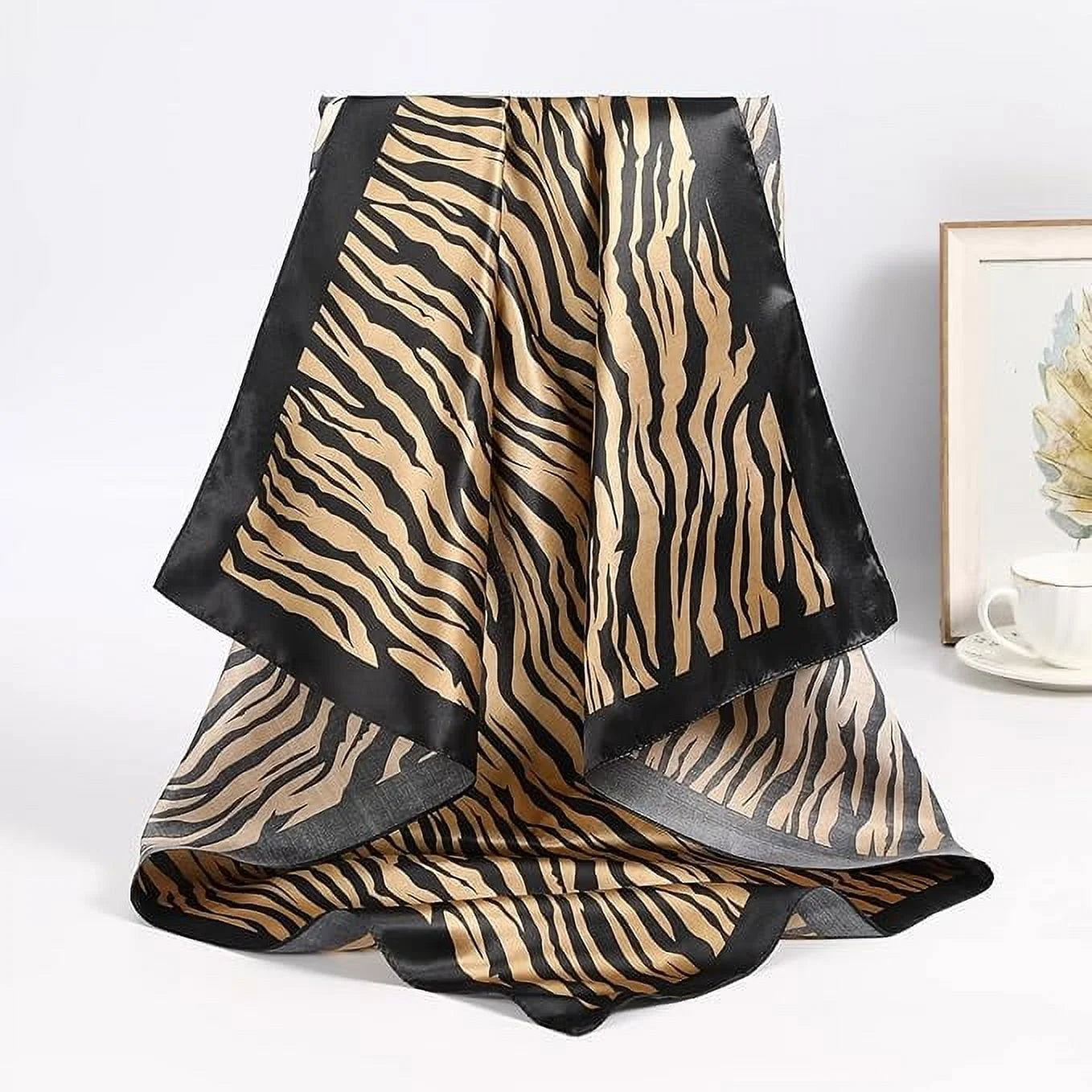 35” Large Satin Square Head Scarf - 2Pcs Silk Floral Head Scarves Women Hair Scarves Hair Bandanas