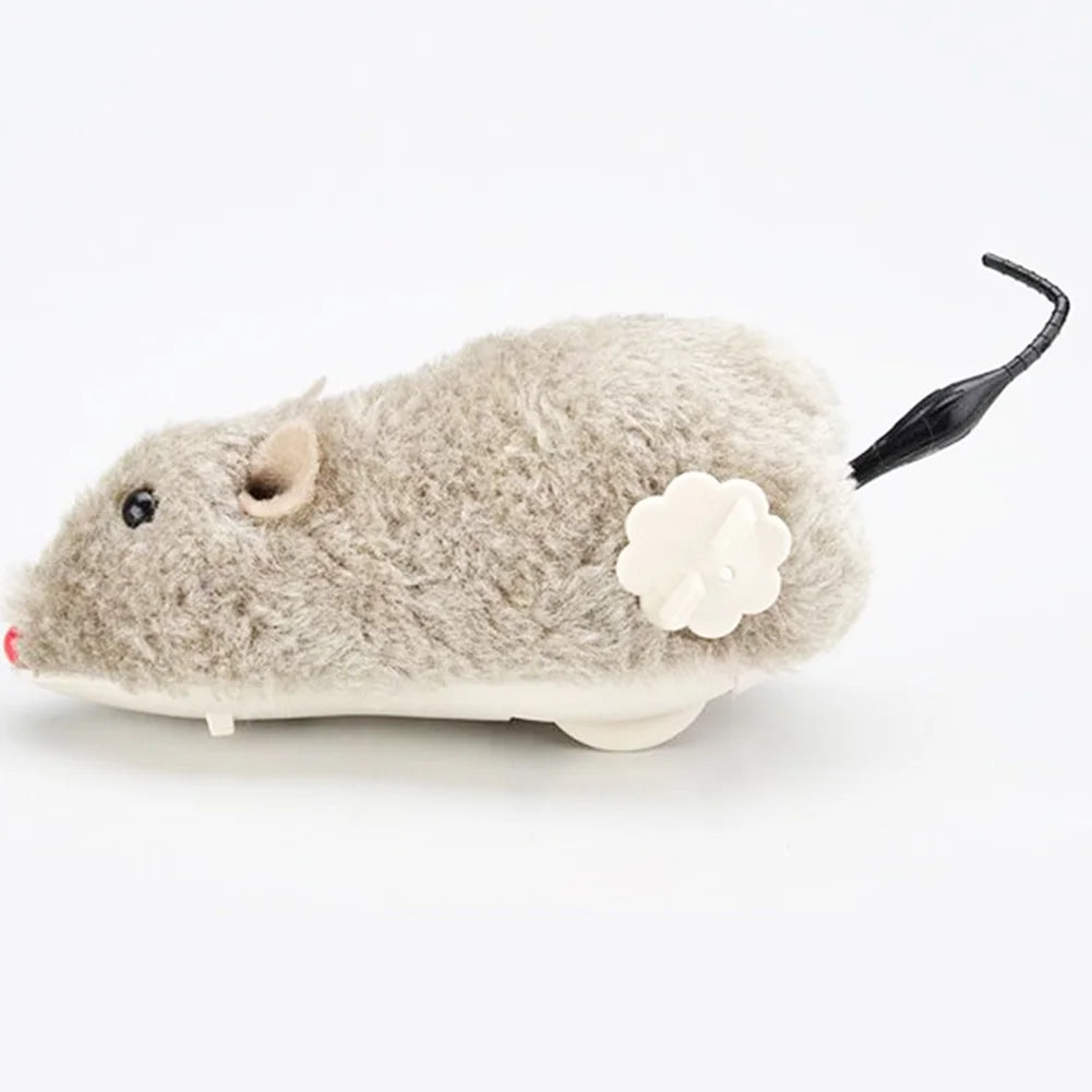 Pet Dog Cat Plush Funny Toy Mouse Animal Clockwork Wind up Running Play Gift Random Color