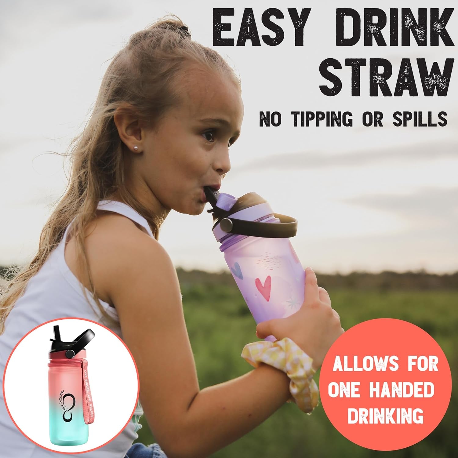 Kids Water Bottle | Insulated 20Oz Child Waterbottle with Easy Sip Straw | No Spill Leak Proof, BPA Free & Dishwasher Safe | Reef Design