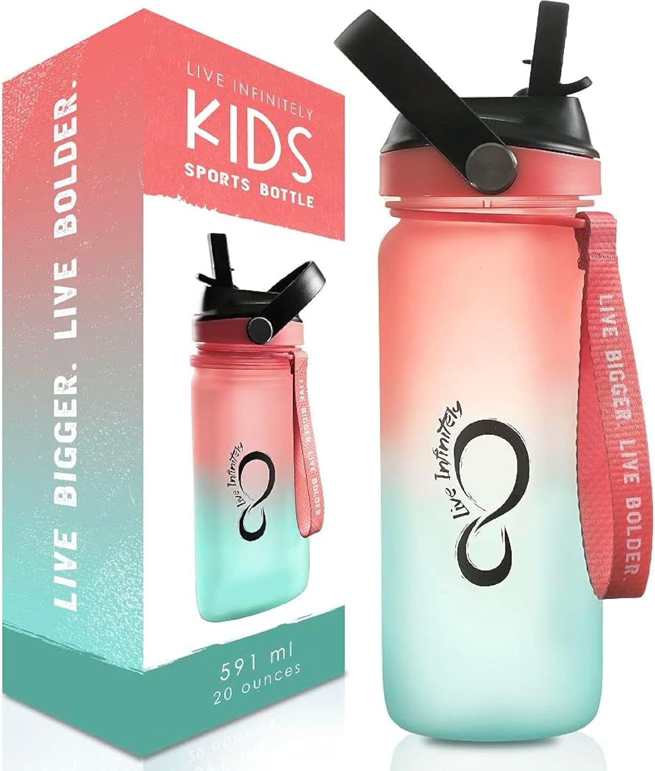 Kids Water Bottle | Insulated 20Oz Child Waterbottle with Easy Sip Straw | No Spill Leak Proof, BPA Free & Dishwasher Safe | Reef Design
