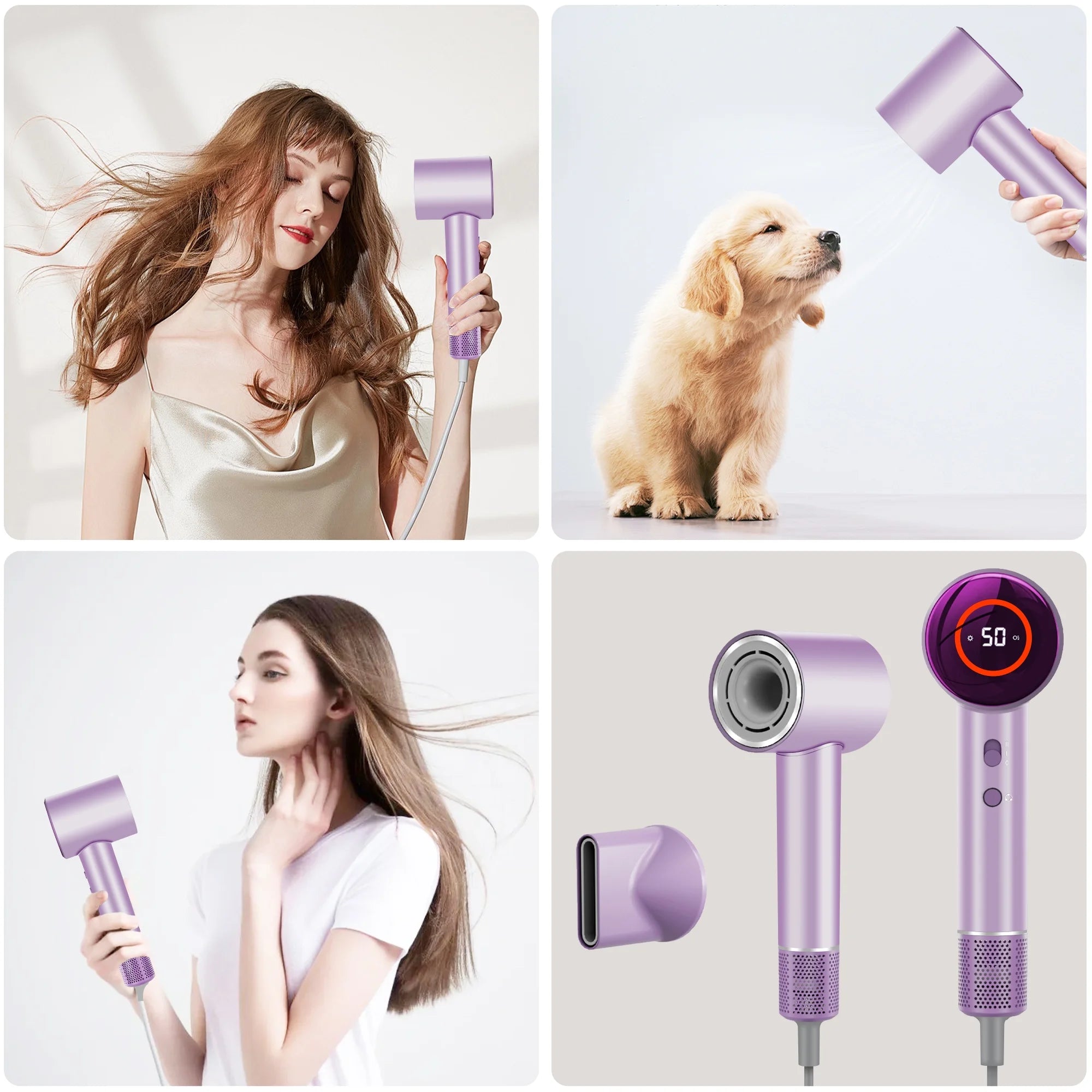 Ionic Hair Dryer, 110,000 RPM High-Speed Blow Dryer with 3 Heating, 2 Speed, Lightweight for Home, Travel, Salon, Gift