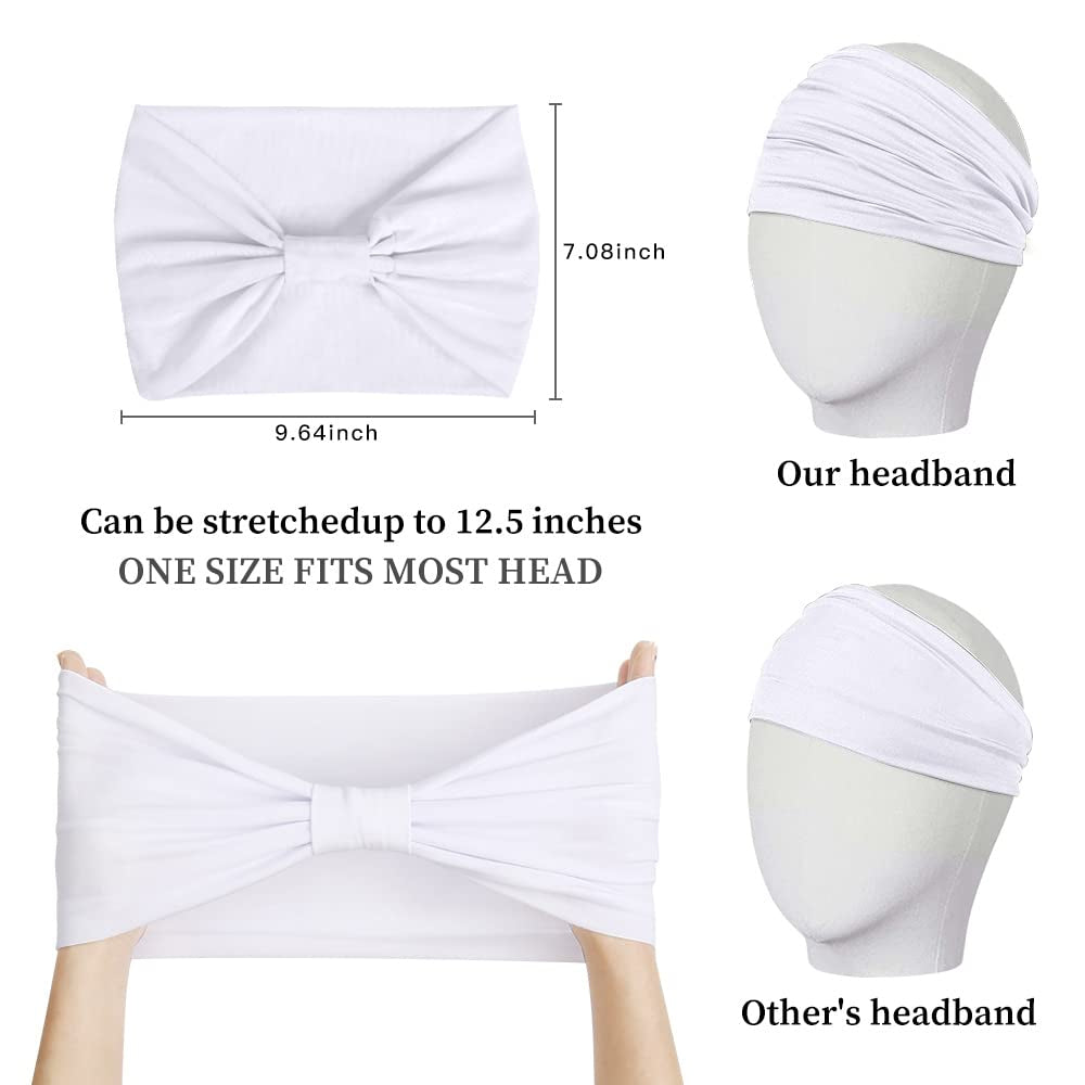 Headbands for Women 7'' Extra Wide Head Bands Non Slip Boho Women’S Hair Band Fashion Knotted Workout Yoga Turban Head Wraps African (4 Packs)
